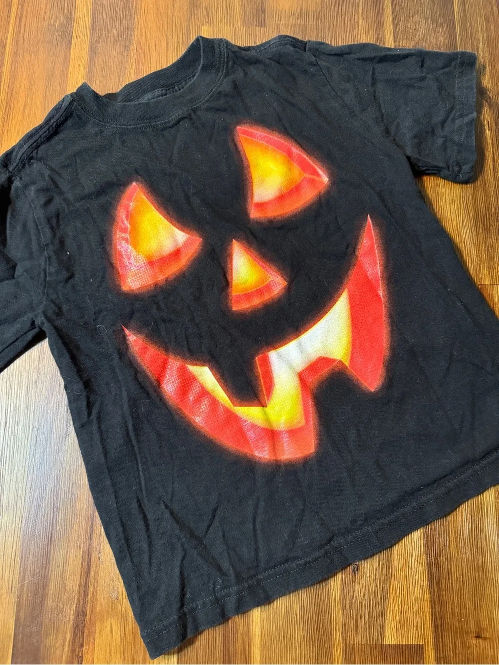 🎃 Halloween Jack-O’-Lantern Pumpkin Face Tee — Kids XS 4/5 Unisex
